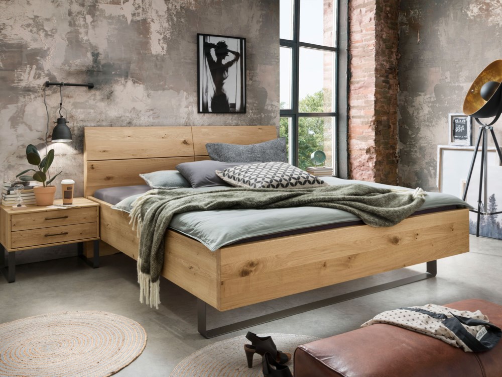 Ledikant Real met houten hoofdbord rawsteel | 140x200 | totaalBED | 2-persoons bed